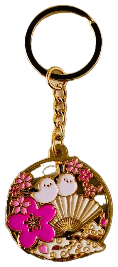 Shima-enaga & Sakura Keychain